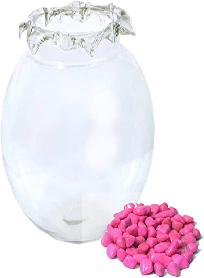 Afast Home Room Decorative Clear Fish Pot/Bowl with Colorful Stone, Glass -A1 - Image 2